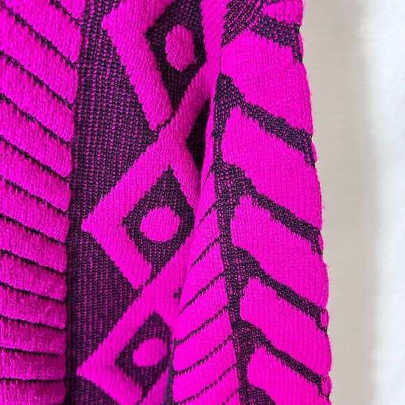 VTG 80s The Great American Sweater Co. Pink Purple 3D Chunky LS  Sweater M - Picture 7 of 12